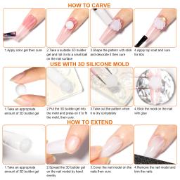 Twoing 15g transparente e branco antiaderente gel de extensão de mão 3d moldar escultura arte do prego gel duro sólido para unhas falsas - Image 6