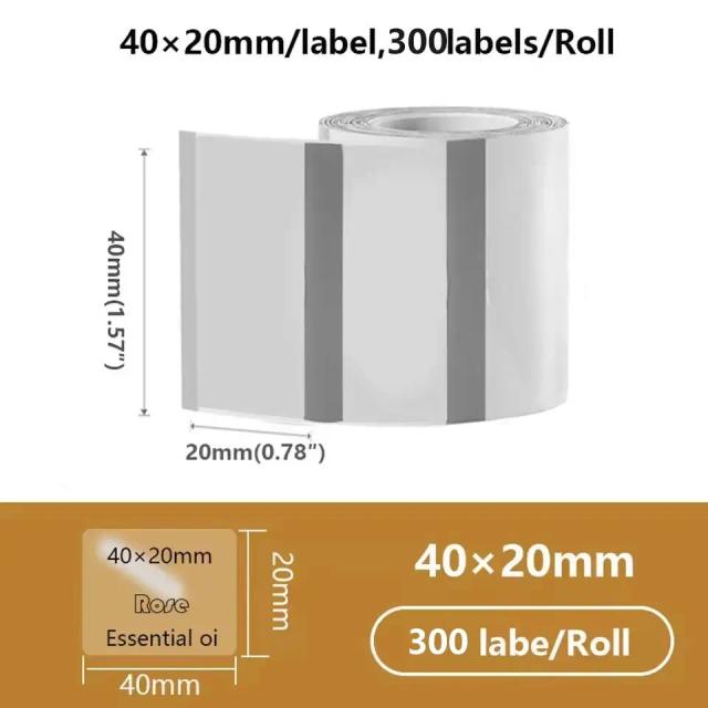 Papel Térmico Phomemo M110 M220 M200 E210 P50 Detong P1 HPRT T20 MAKER Autoadesivo Colorido 40x20mm 300 Etiquetas/Rolo