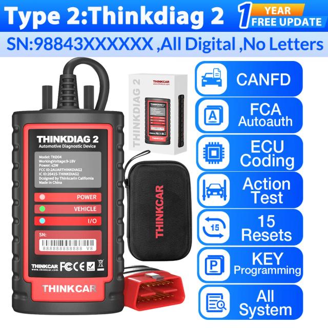 THINKCAR ThinkDiag 2 Ferramenta de Diagnóstico OBD2 com CANFD e 15 Serviços de Redefinição