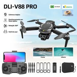 DLI V88 Pro Drone Profissional Câmera Dupla, Controle Remoto Inteligente, Wifi FPV, Pacote Promocional Contendo 2 Baterias - Image 1