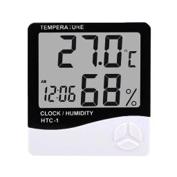 Novo lcd eletrônico digital medidor de umidade temperatura termômetro higrômetro indoor ao ar livre estação meteorológica relógio HTC-1 HTC-2 - Image 5