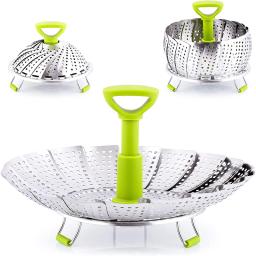 9 Polegada de aço inoxidável lótus vapor bandeja dobrável alimentos vapor vegetal frutas cesta alimentos malha vapor rack cozinhar panelas - Image 1