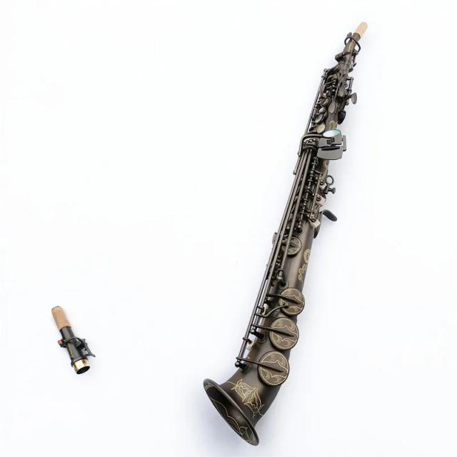 Soprano Saxophone BB Gold Lacquered Brass Body & Keys with Case