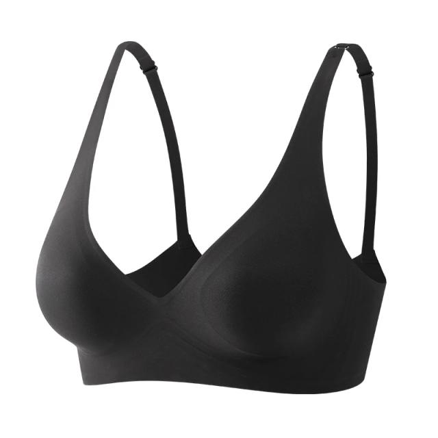 FINETOO Sutiã Sem Fio Macio Deep V Bralette Acolchoado Confortável Feminino S-XL