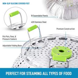 9 Polegada de aço inoxidável lótus vapor bandeja dobrável alimentos vapor vegetal frutas cesta alimentos malha vapor rack cozinhar panelas - Image 3