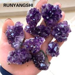 Natural cru ametista quartzo roxo cristal cluster pedras de cura espécime decoração para casa artesanato decoração ornamento - Image 1