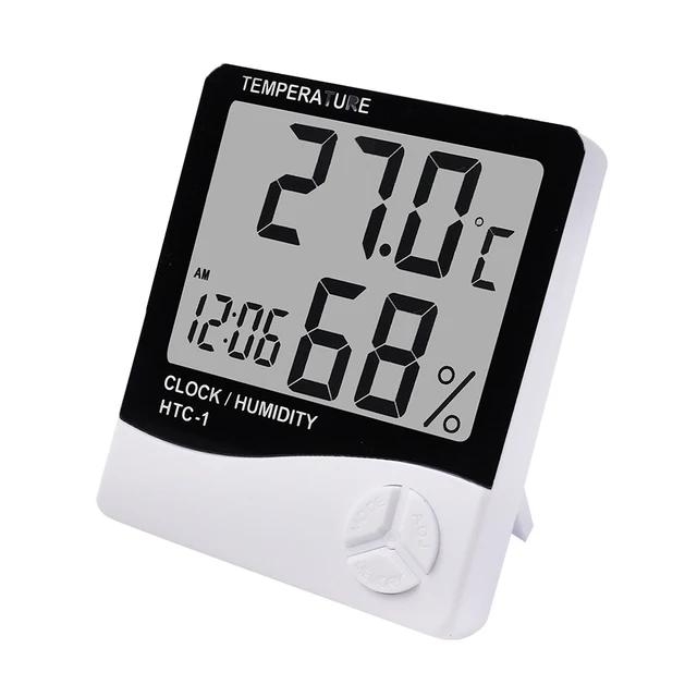Novo lcd eletrônico digital medidor de umidade temperatura termômetro higrômetro indoor ao ar livre estação meteorológica relógio HTC-1 HTC-2 - Image 1