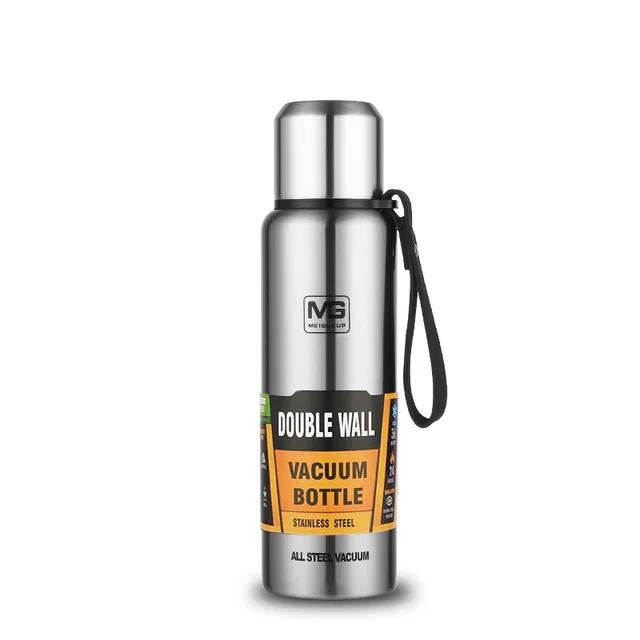 Deouny balão de parede dupla com corda garrafa térmica a vácuo de aço inoxidável garrafa de água isolada grande 0.5/0.75/1l/1.5l drinkware