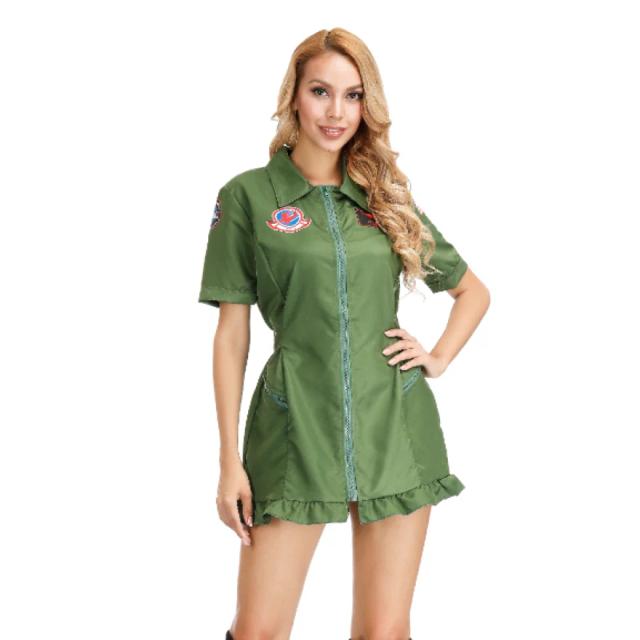 Traje piloto do exército verde vestido masculino feminino lutador piloto traje adulto mais tamanho superior arma traje cosplay militar uniforme piloto