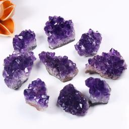 Natural cru ametista quartzo roxo cristal cluster pedras de cura espécime decoração para casa artesanato decoração ornamento - Image 3