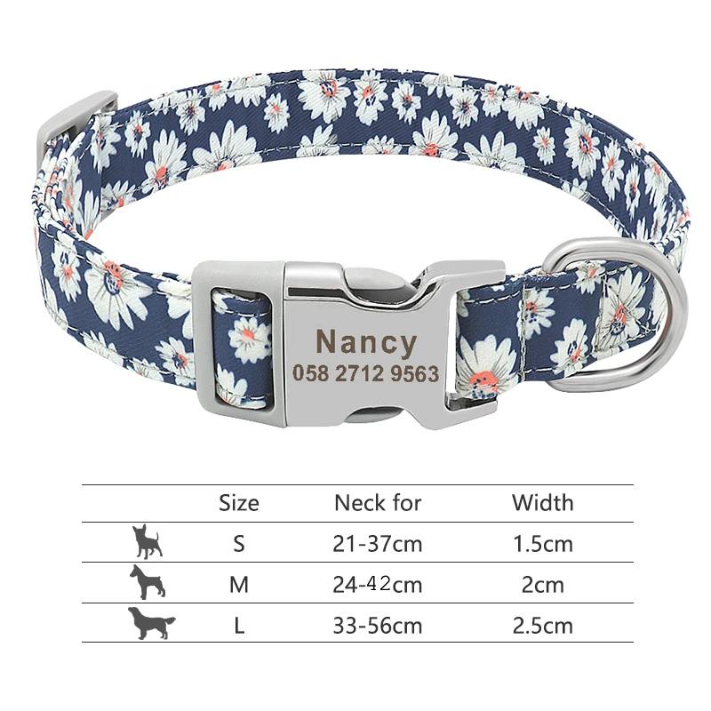 Coleira de cachorro de nylon personalizada, coleira para animais de estimação gravada, etiqueta de identificação, fivela de placa de identificação para cães pequenos, médios e grandes, pitbull pug