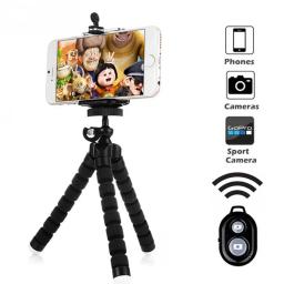 Portátil Flexível Mini Tripé Suporte com Obturador Remoto, Polvo Suporte De Esponja, Smartphone Clip, iPhone Live - Image 1