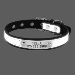 Gravar coleira reflexiva para cães, coleiras personalizadas para animais de estimação, etiqueta de identificação de gato para animais de estimação pequenos, médios e grandes, nome, número de telefone, correntes, presente para cães - Image 1