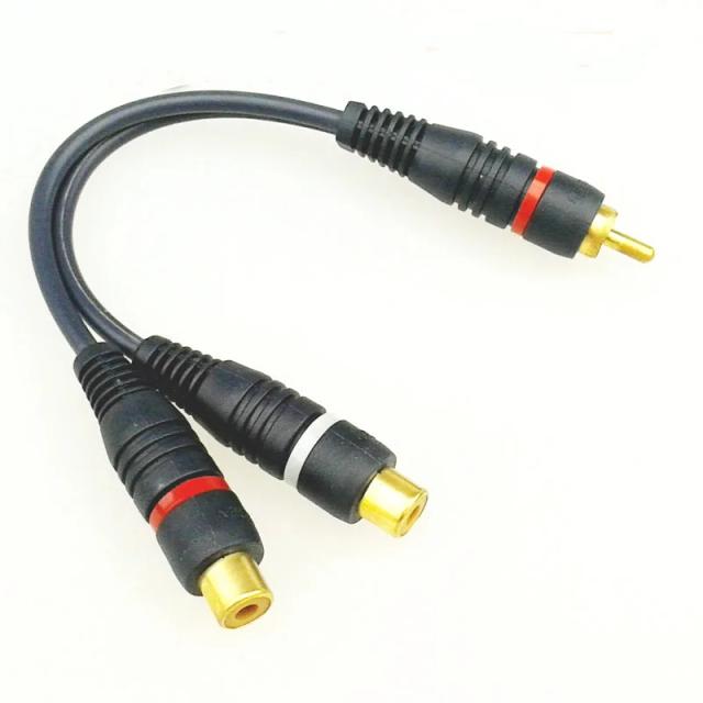 Cabo Divisor de Áudio 2 RCA Macho para 1 RCA Fêmea OFC 22cm
