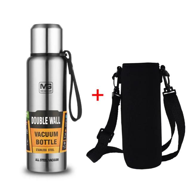 UPORS Garrafa térmica portátil de aço inoxidável de grande capacidade, copo isolado com corda, garrafa térmica 500/700/1000/1500ml