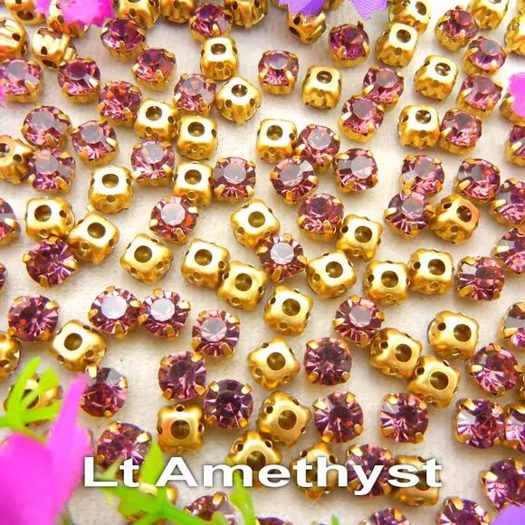 Configurações de garra de ouro de cristal de vidro colorido 3mm 4mm 5mm 6mm 7mm 8mm cores extravagantes formato redondo costurar em contas de strass vestuário diy