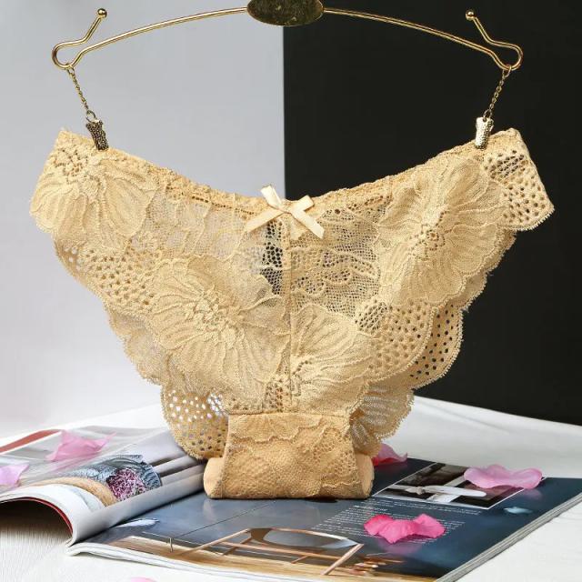 Bannirou Calcinha Sexy Renda Transparente Cintura Baixa com Laço - 1 Peça