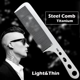 Brainbow 1 peça pente de aço titânio profissional salão de cabeleireiro antiestático pente de barbeiros escova de cabelo ultrafina para homens - Image 2