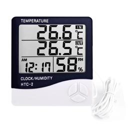 Novo lcd eletrônico digital medidor de umidade temperatura termômetro higrômetro indoor ao ar livre estação meteorológica relógio HTC-1 HTC-2 - Image 3