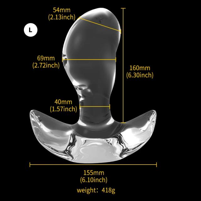 Huge Wearable Anal Plug Massagem de Próstata G-Ponto Dilatador Anal TPE Transparente