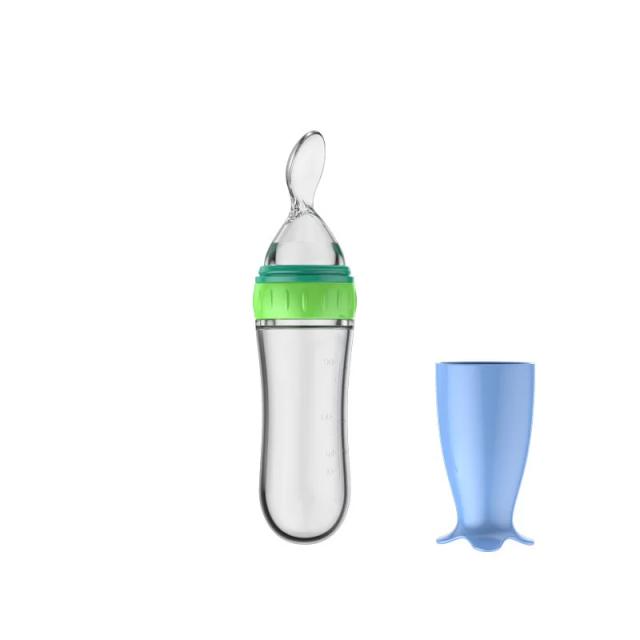 Garrafa Alimentadora com Colher de Silicone para Bebês - 20cm