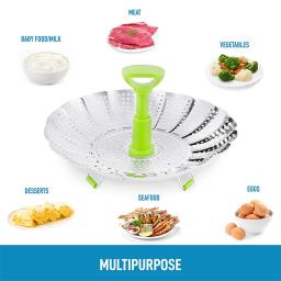 9 Polegada de aço inoxidável lótus vapor bandeja dobrável alimentos vapor vegetal frutas cesta alimentos malha vapor rack cozinhar panelas - Image 2
