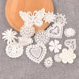 Flor branca renda apliques malha guarnição para costurar em tecido guipure suprimentos de casamento decoração de casa - Image 1