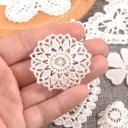 Flor branca renda apliques malha guarnição para costurar em tecido guipure suprimentos de casamento decoração de casa - Image 3