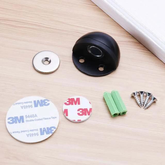 Batente de Porta Magnético Duplo Aço Inoxidável Sem Furos Protetor de Parede Amortecedor de Porta Cunha de Parada Suporte de Chão