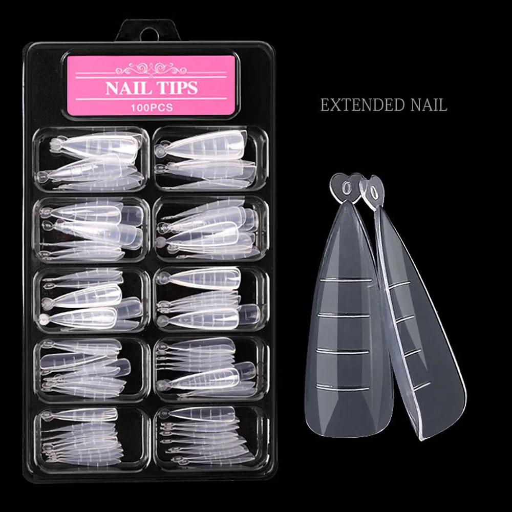 100 unidades/caixa de Formas para Unhas em Gel Poligel Transparente – Ferramentas Profissionais para Manicure Perfeita - Image 1