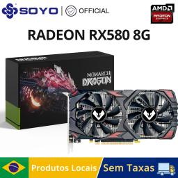 SOYO AMD Radeon RX580 8G Placa gráfica GDDR5 Placa de vídeo de memória HDMI DP DVI PCIE3.0x16 para jogos Placa GPU de computador - Image 1