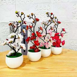 2025 quente dia das mães novas plantas artificiais bonsai pequena árvore simulação pote plantas flores falsas mesa vaso ornamentos casa - Image 1