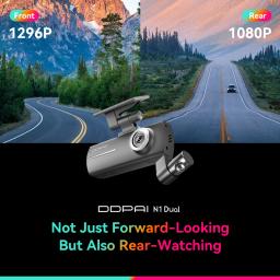 DDPAI Dash Cam N1 Gravação frontal e traseira dupla NightVIS 1296P Dash Cam Gravador Carro DVR Controle por aplicativo - Image 2