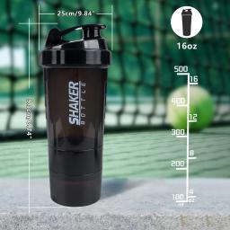 Garrafa De Proteína De 3 Camadas Shaker Powder Shake Cup Garrafa De Água Copo De Mistura De Plástico Body Building Exercício Garrafa - Image 6