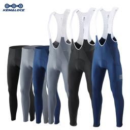 Kemaloco calças de ciclismo masculinas, verão e outono, secagem rápida, azul/preto/cinza, almofada de gel, mtb, calças com babador, alta qualidade, respirável, calças compridas - Image 1