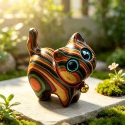 Escultura de Gatinho em Madeira Pintada - Decoração Criativa para Casa, Ornamentos de Entrada para Festivais, Estátua de Madeira para Jardim Interno - Image 5