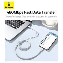 Cabo Baseus 100W Tipo C para USB C para iPhone 18 17 16, Cabo de Carregamento Rápido para Macbook, iPad, Samsung, Xiaomi, Cabo USB C Rápido - Image 2