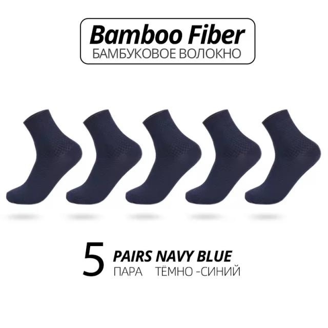 Meias Masculinas de Fibra de Bambu Clássico Negócios 5 Pares