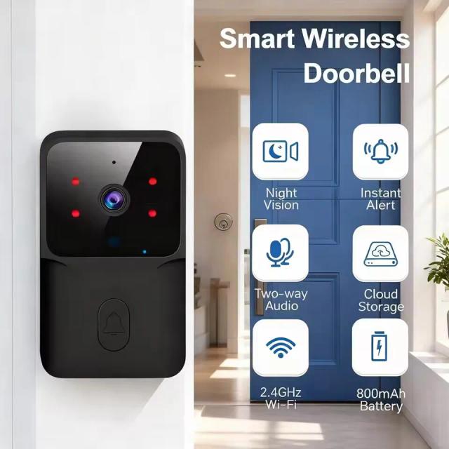 Campainha de Vídeo WiFi Sem Fio Interfone Bidirecional Visão Noturna IR Câmera Segurança Inteligente