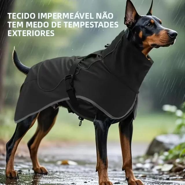 Capa de Chuva para Cães Impermeável com Faixa Refletiva e Alças Ajustáveis - Todos os Tamanhos