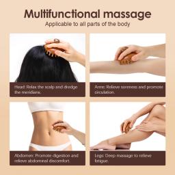 Pente de Massagem Multifuncional de Madeira, Massageador de Couro Cabeludo, Massageador Corporal de Sândalo Natural com Dentes Circulares para Guasha - Image 4
