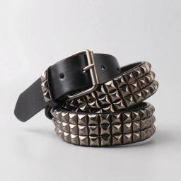 Cinto Masculino de Moda com Fivela de Metal e Rebites em PU - Image 1