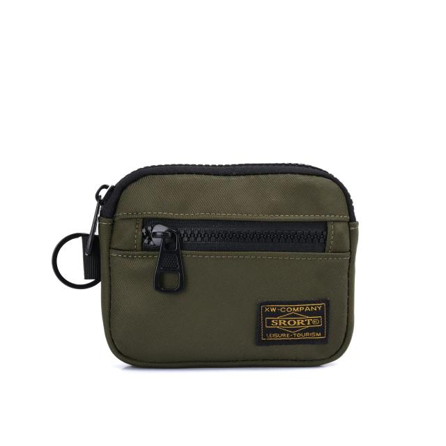 Bolsa de Moedas Masculina Lona Casual Zíper Carteira Curta Retro Chaveiro Mini Bolsa Pequena