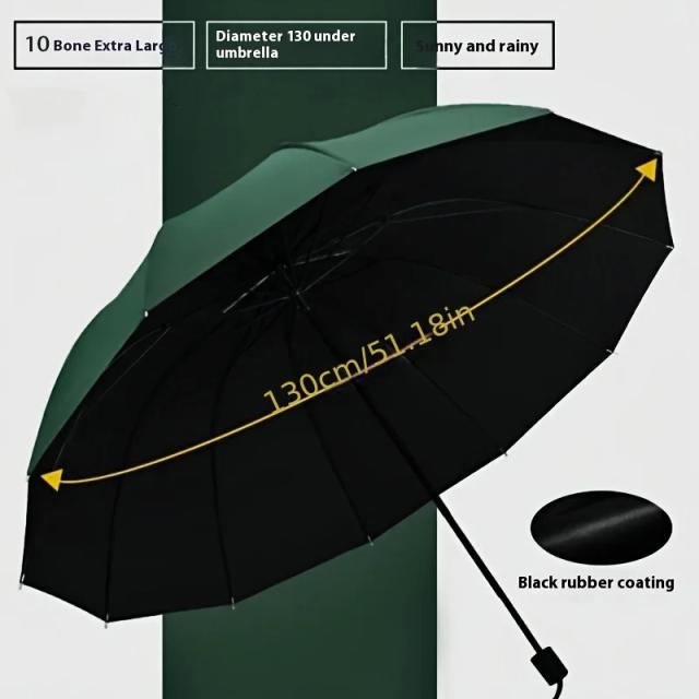 Guarda-chuva Triplo Dobrável 130cm Grande Resistente à Chuva e Vento com Proteção UV