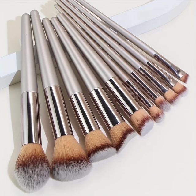 Conjunto de Pincéis Champagne Gold 10 Peças Cerdas Veganas