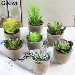 Mini plantas suculentas artificiais evergreen, pequenas plantas simuladas em vaso de árvore, flores falsas, enfeites de mesa de escritório, decoração de jardim doméstico - Image 1