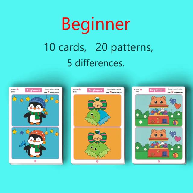 Cartões de Jogo Educativo Para Crianças - Foco e Observação - Reutilizáveis