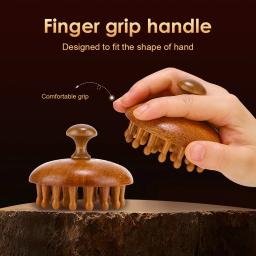 Pente de Massagem Multifuncional de Madeira, Massageador de Couro Cabeludo, Massageador Corporal de Sândalo Natural com Dentes Circulares para Guasha - Image 1
