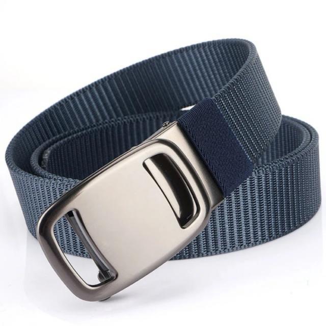Cinto masculino de lona, fivela automática de metal, desdentado, treinamento militar ao ar livre, decoração jeans, moda simples, cintura espessada