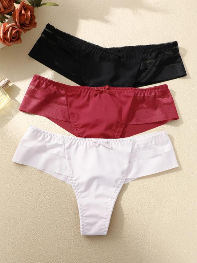Finetoo Calcinha Renda Feminina Sexy Respirável Cintura Baixa 3pçs